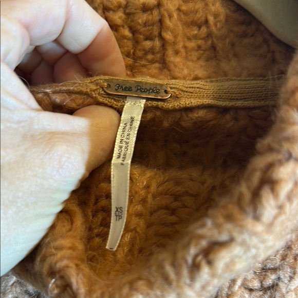 Free People Tan Cowl Neck Sweater with Chunky Knit and Oversized Fit - Picture 8 of 15